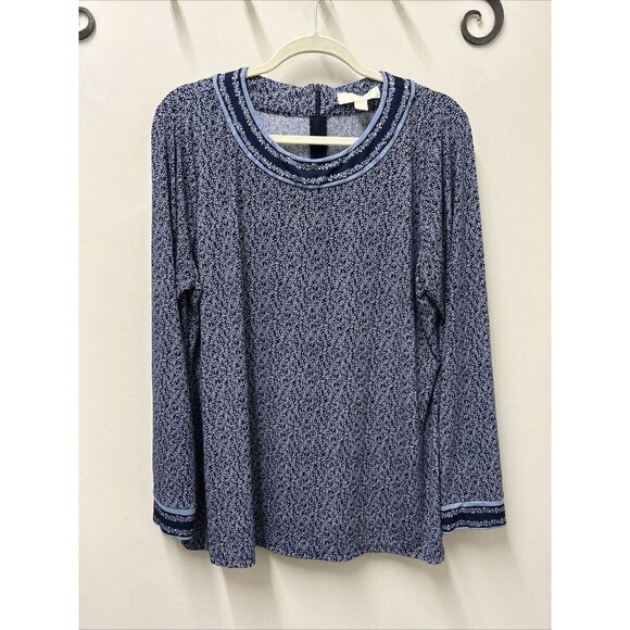 Michael Kors‎ Womens Blouse 1X Blue Floral Lightweight Flowy Career Professional - Picture 1 of 9